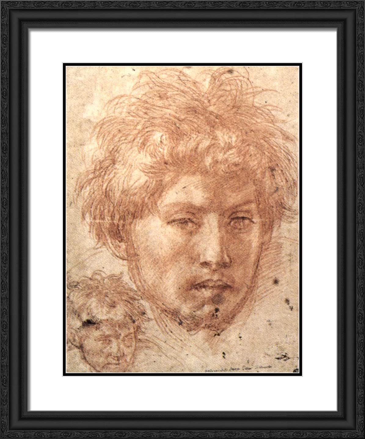 ArtDirect Del Sarto, Andrea 20x24 Gold Ornate Framed Art Print with Double Matting Titled: Head of a Young Man