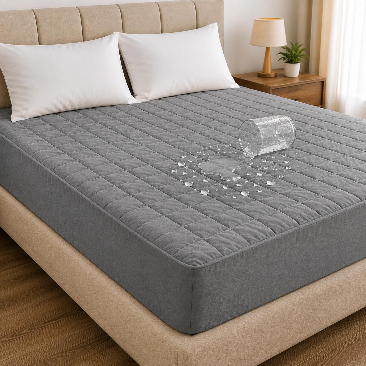 Restify 100% Waterproof Cotton Quilted Mattress Protector Queen Size Breathable Hypoallergenic Noiseless Ultra Soft Fitted Bed Protector 72x60 inch Mattress/Bed Cover |Queen 72x60 | 6x5 ft, Grey-image-15