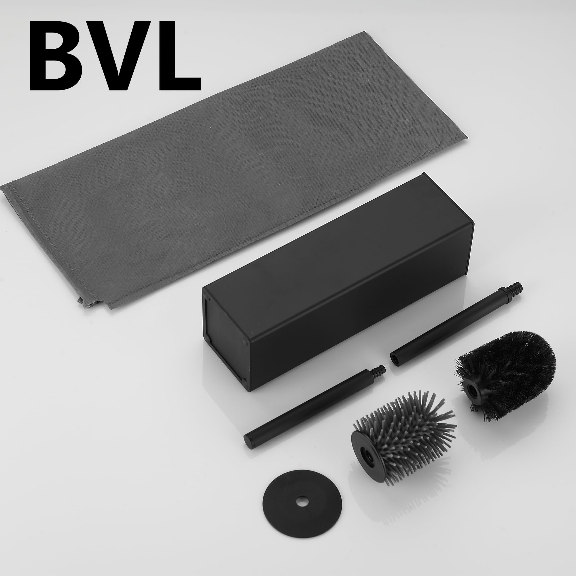 BVL Nero Scopino per WC, Scovolino WC in Silicone Morbido che Include 2 Teste di Spazzola per il Bagno, Scopino in Metallo
