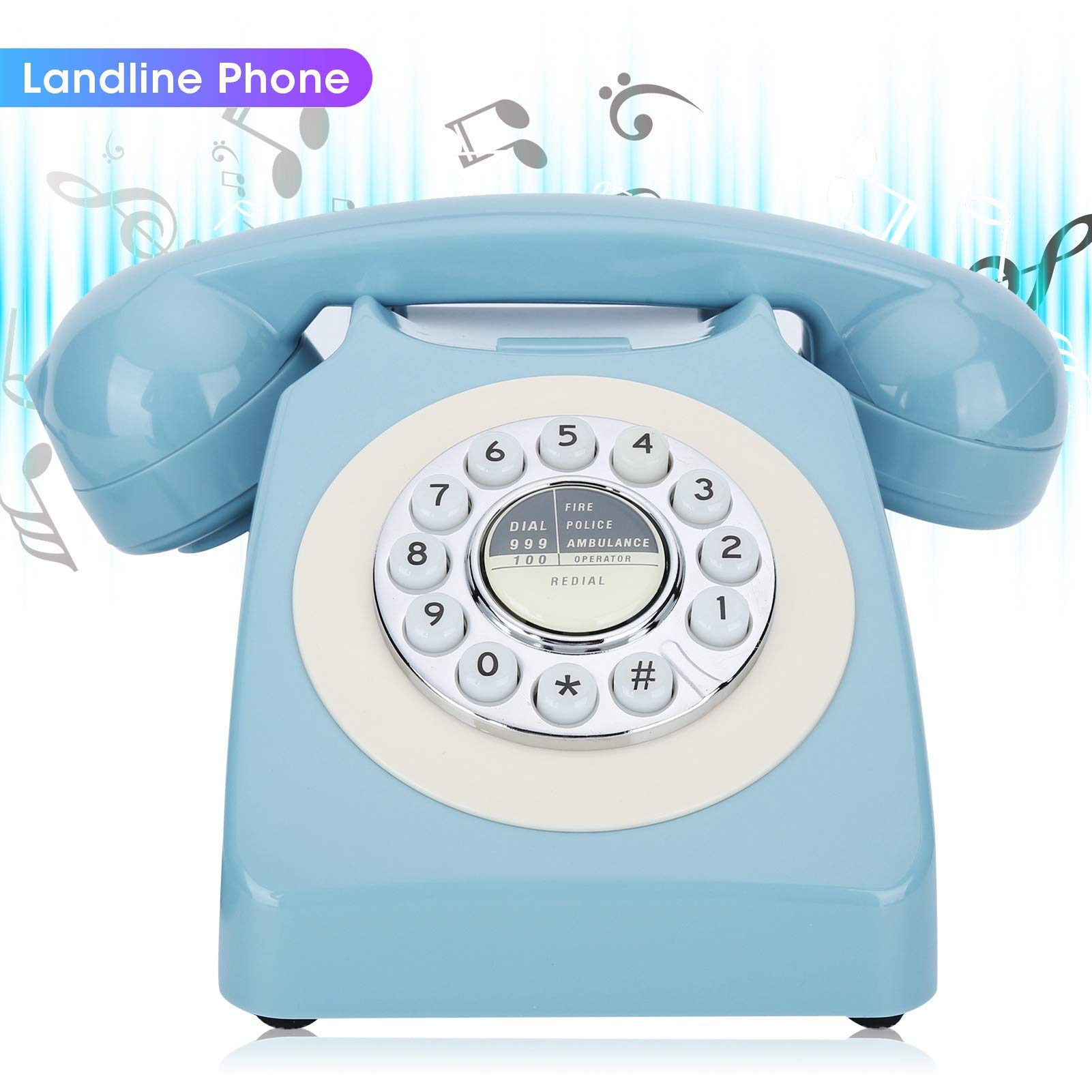 Domowy przewodowy telefon stacjonarny z pojedynczą linią, niebieski biurowy, retro, telefony stacjonarne do domu ，Telefon w stylu vintage