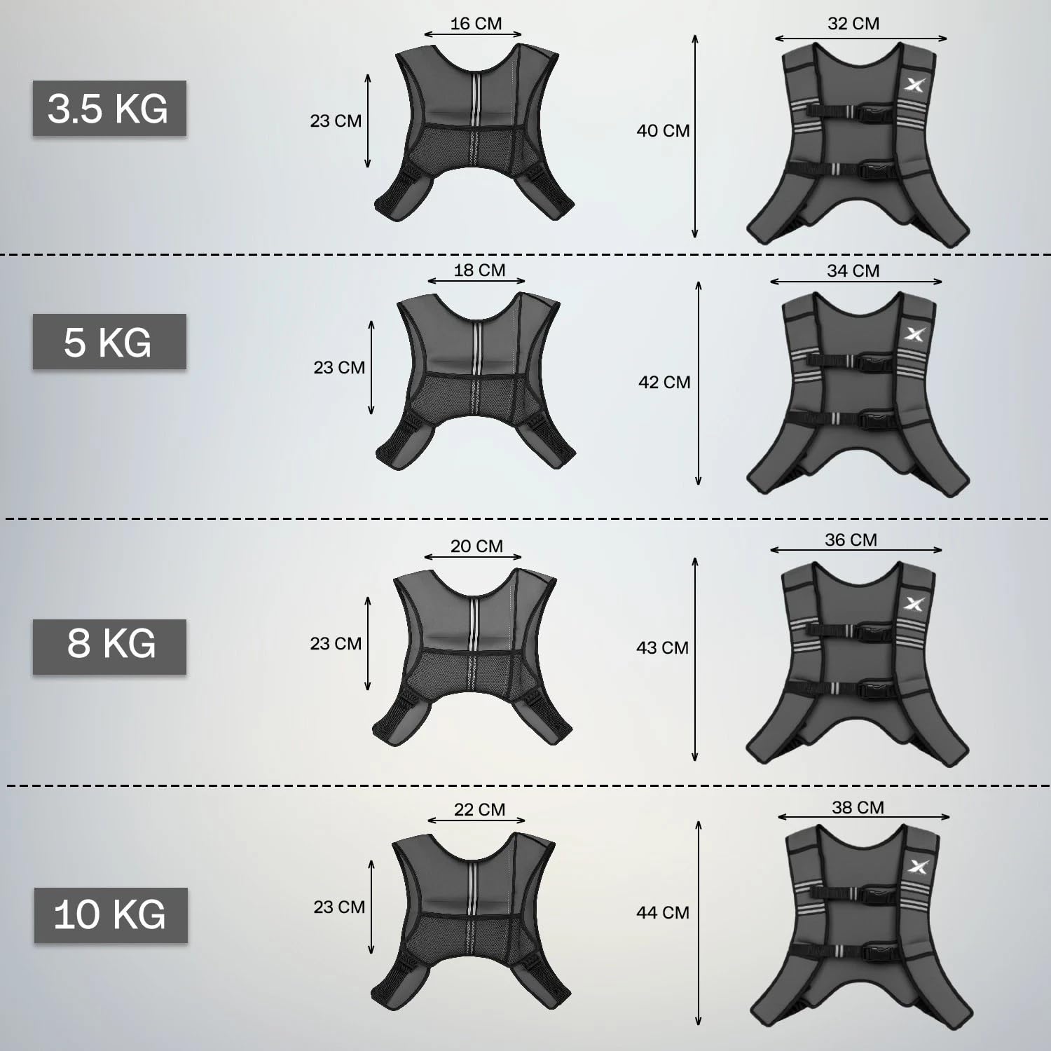 Xn8 - Chaleco ajustable con peso de neopreno de 3,5 kg, 5 kg, 8 kg, 10 kg, para hombres y mujeres, correr, trotar, caminar, gimnasio, entrenamiento, entrenamiento de fuerza