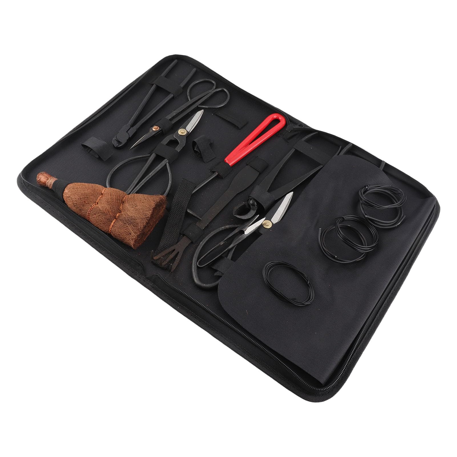 Juego de herramientas para bonsái de acero al carbono, tijeras de podar, kit cortador de hojas para suministros de jardín con funda de nailon, 11 piezas,