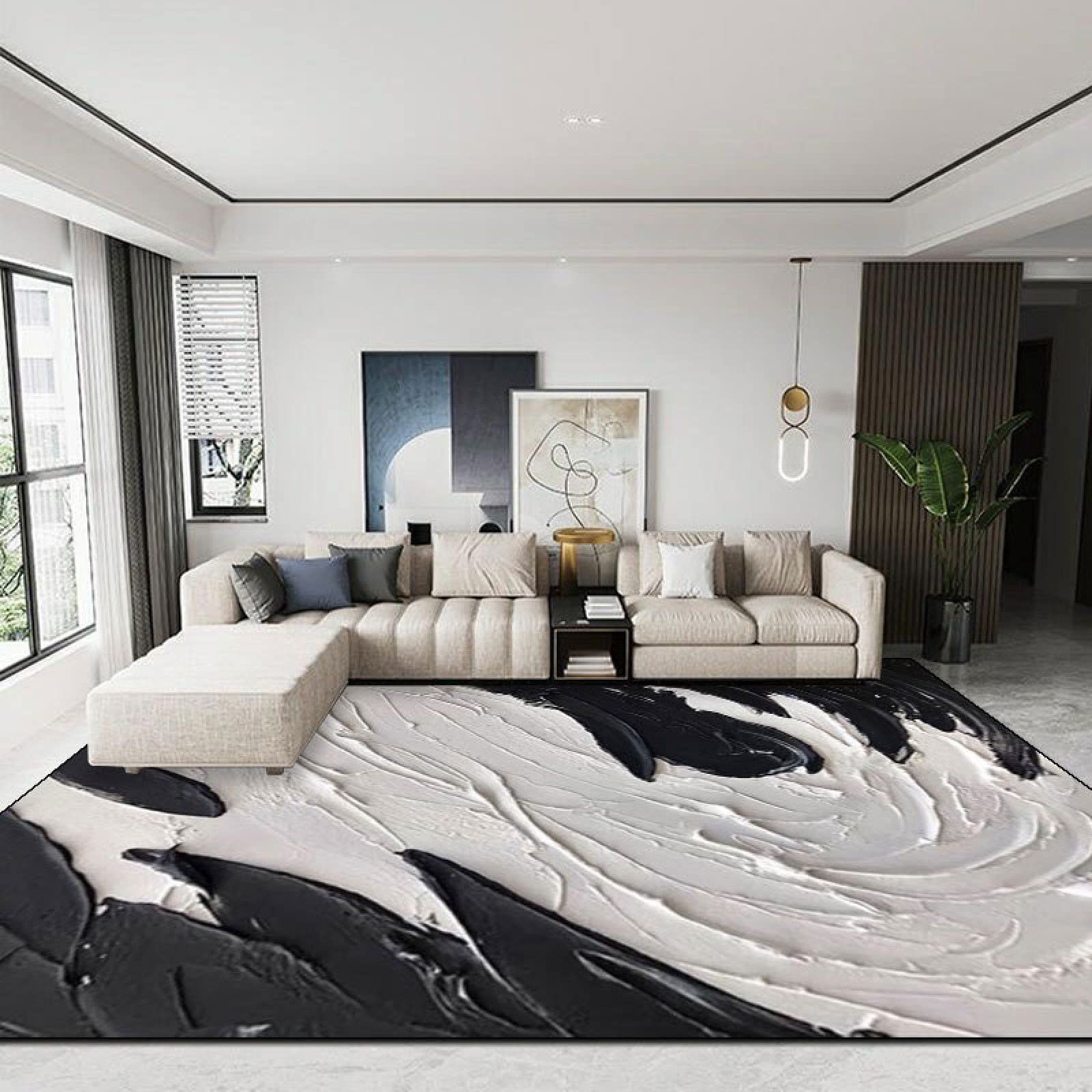 Aopoy Rugs Living Room Modern Style Area Rugs Stereoscopic black and white solidification Big Area Floor Rug Home Accessories 200 x 350 CM