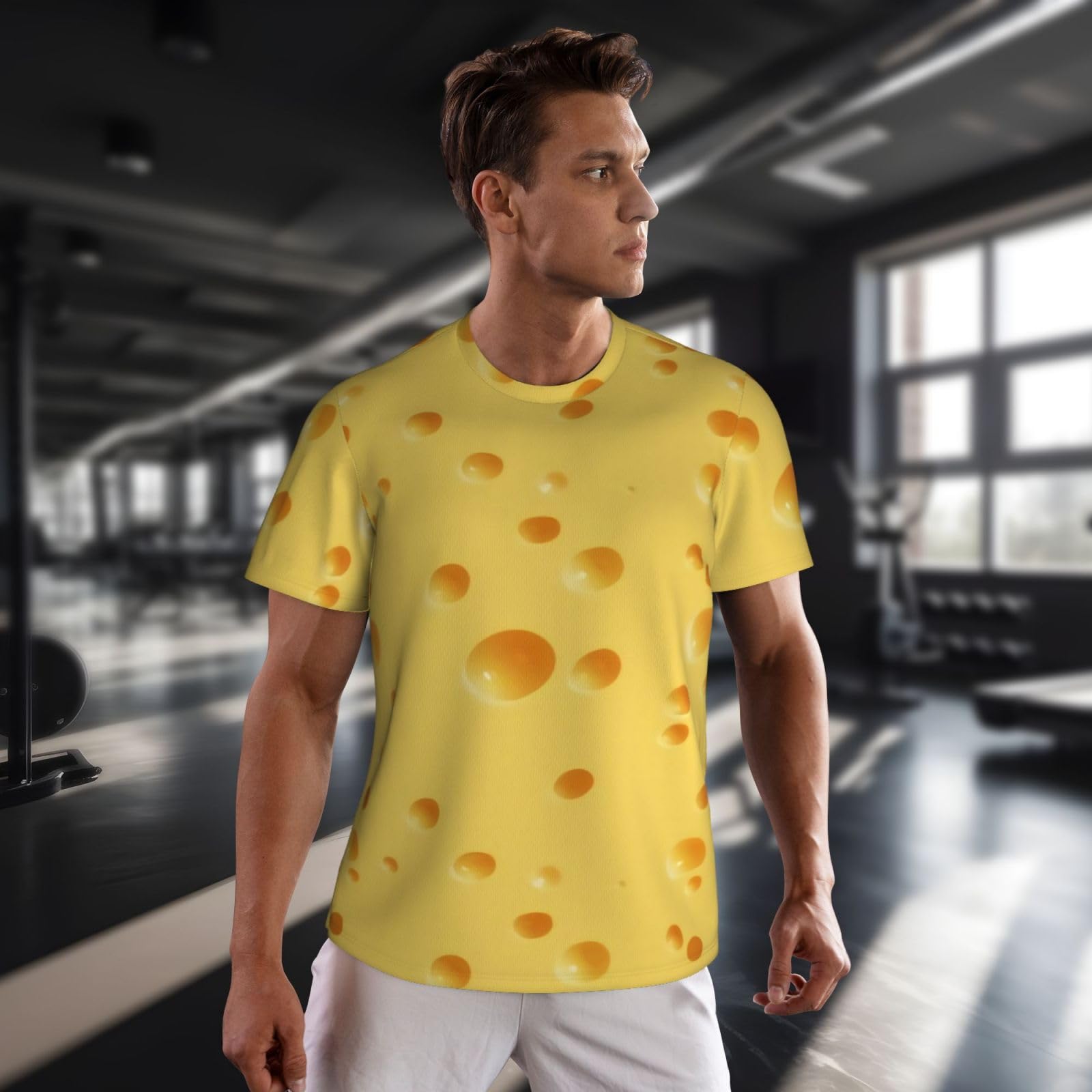 Blue - Camiseta de manga corta con cuello redondo y malla para hombre, atlética, para correr o ir al gimnasio