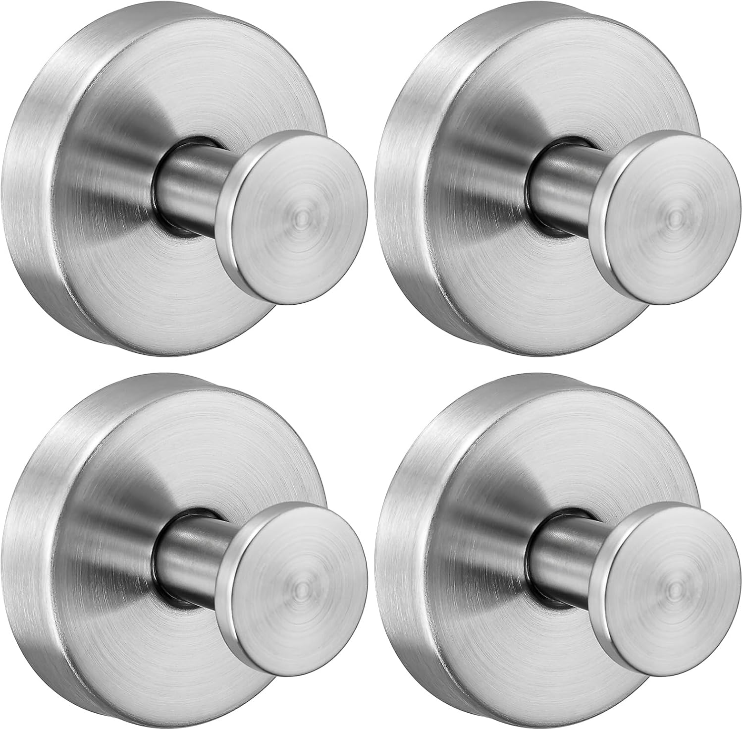 Reusable Heavy Duty Suction Cup Hooks for Kitchen/Bathroom/Shower – Wet-Proof Hooks for Towels, Robes, Loofah&Wreaths/No Drill Mounting on Glass, Tile, Metal (4, Brushed Nickel)