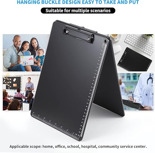 Miniatura 8 de Portapapeles de metal, tamaño A4, 12.5 x 9 pulgadas, placa de plástico de aluminio para aulas, oficinas, escuela, médicos, enfermeras, entrenadores,