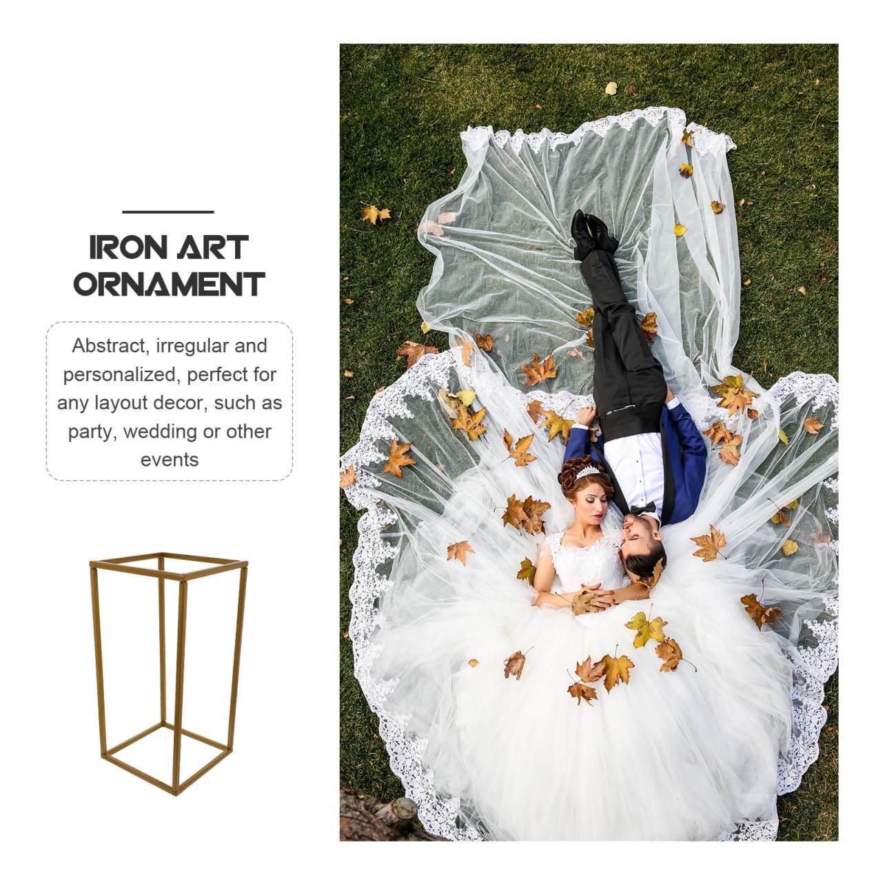 Alipis Rechteckiger Eisenrahmen in Gold Geometrische Form Dekorativ für Hochzeit und Party Romantische Bühne Stilvolle Hochzeitsdekoration