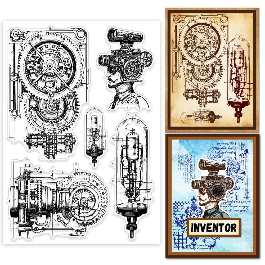 Tampon Silicone Engrenages Steampunk - Motif Mécanique Vintage - Pour Scrapbooking, Cartes
