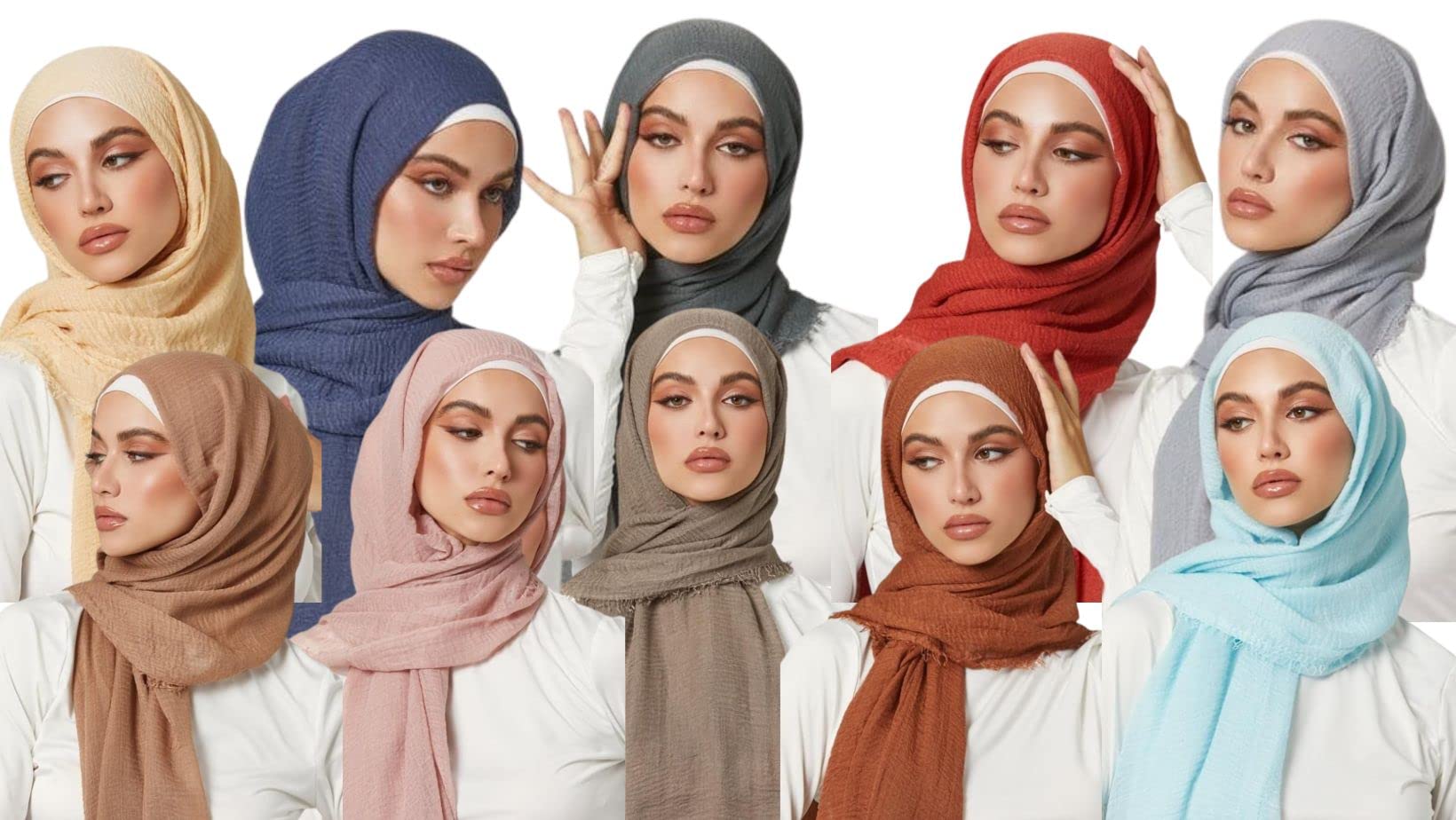 Premium Crinkled Cotton Hijab/Scarf (Assorted Colour, Pack of 2)