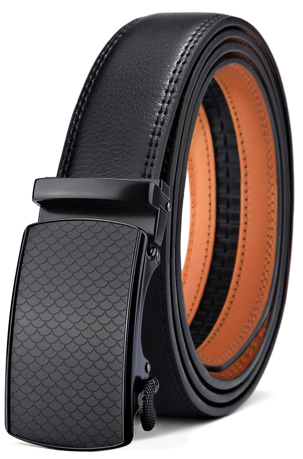 BULLIANT Cintura Uomo, Cintura Pelle Uomo Cricchetto Automatica Fibbia 35mm,Trim Regolabile per Adattars
