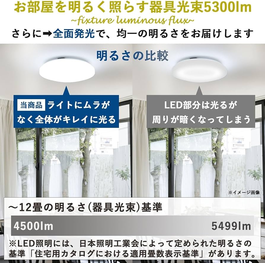 Amazon | [山善] LEDシーリングライト 12畳 (日本照明工業会基準
