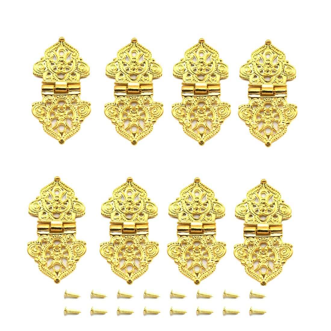 Antique Mini Folding Hinges Retro Gold Jewelry Box Decorative Hinge for Small Wooden Box Projects - 8pcs