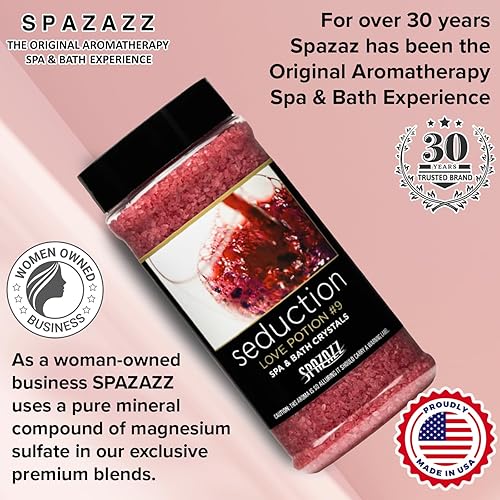 Miniatura 6 de Spazazz SPZ-505 Set The Mood Crystals Container Bath Minerals, 17 onzas, Poción de Amor No.9 Seducción