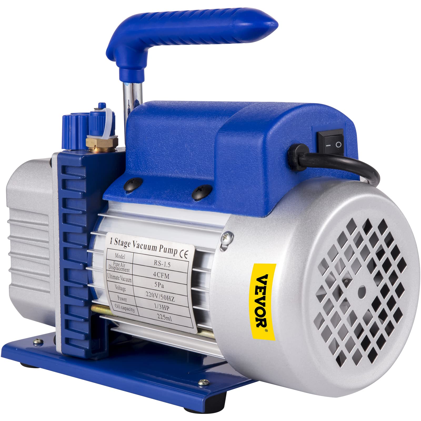 VEVOR 4 CFM Vakuumpumpe 220 V 50 Hz Klimaanlage Unterdruckpumpe Vakuumgeräte Pumpe 1720 U Refrigerant Vacuum Pump, Vakuumgeräte Verteiler-Manometer-Set für Klimaanlage Kfz-Kühlsystemen