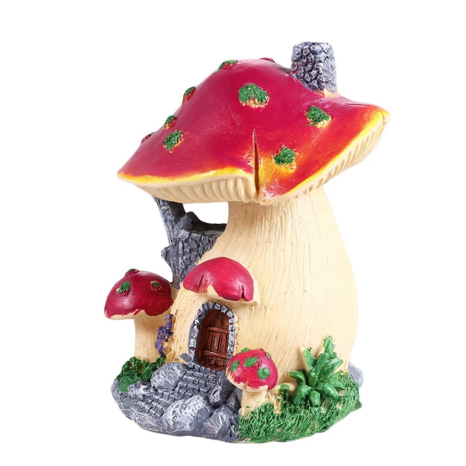 LIFNECESS Outdoor Statue Plants Mushroom House Miniature Fairy Figurines Resin Garden garden decor(12.5X10cm)