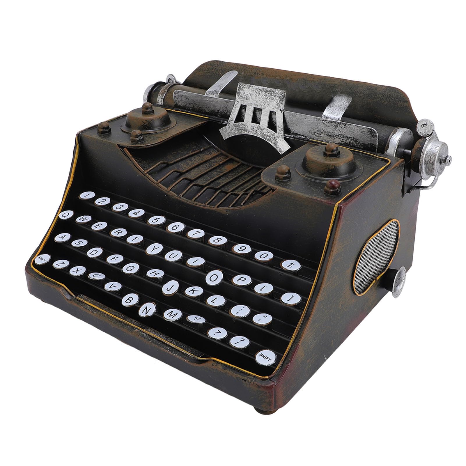 TOPINCN Retro Vintage Typewriter Model Metal Innovative Vintage Typewriter Decoration Antique Art Ornament for Photography Film Prop (Black)