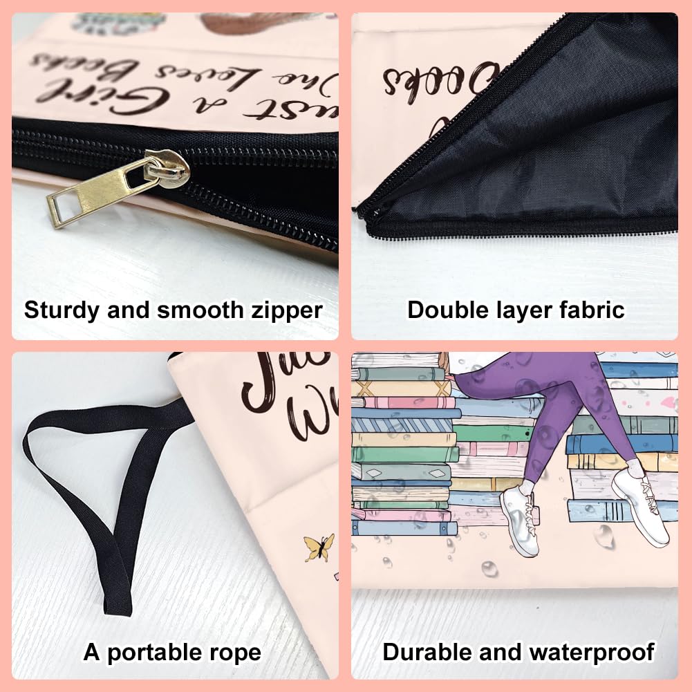 Hobbspring 1pc Book Covers for Paperbacks 34x24cm Reading Girl Books Sleeve Book Protectors with Zipper and Front Pocket Bookish Gifts for Students Teachers and Book Lovers Back to School - Image 4