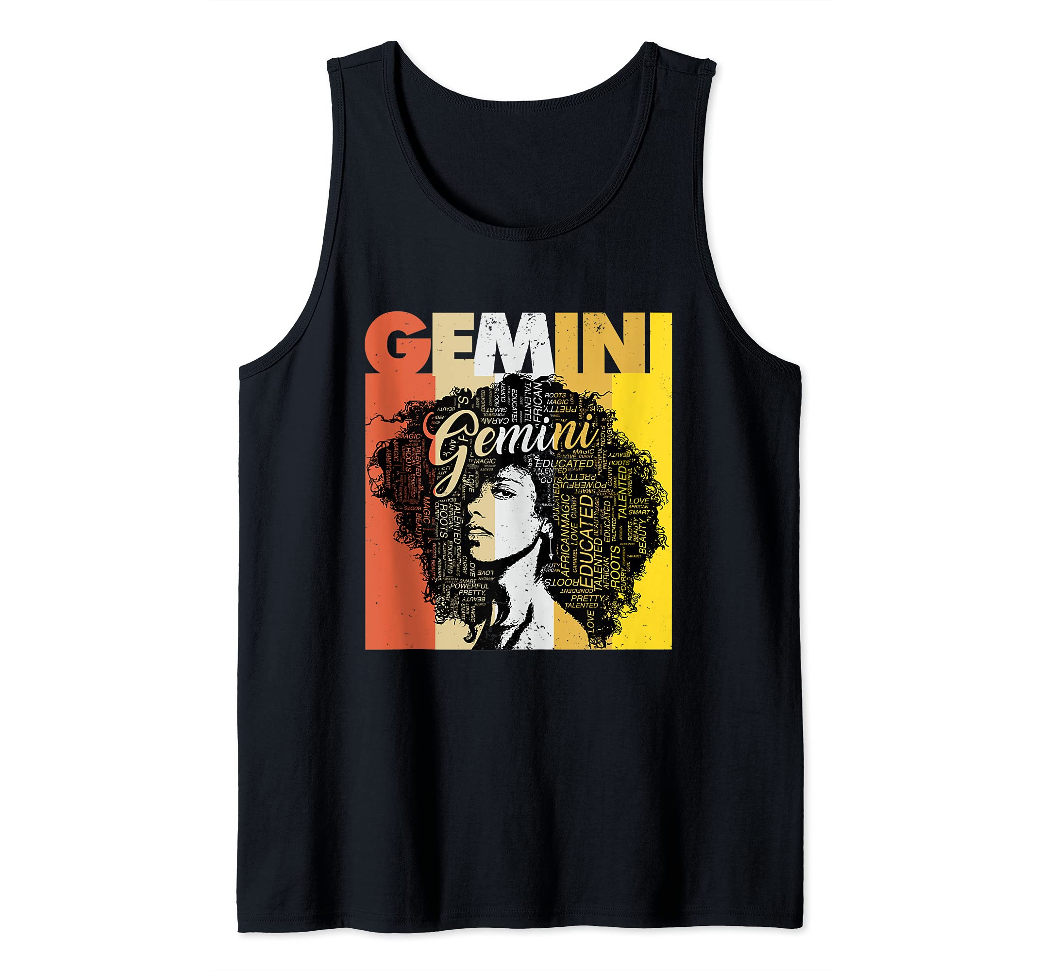 Gemini Pride - Black Women Natural Hair Art Word Tank Top, S