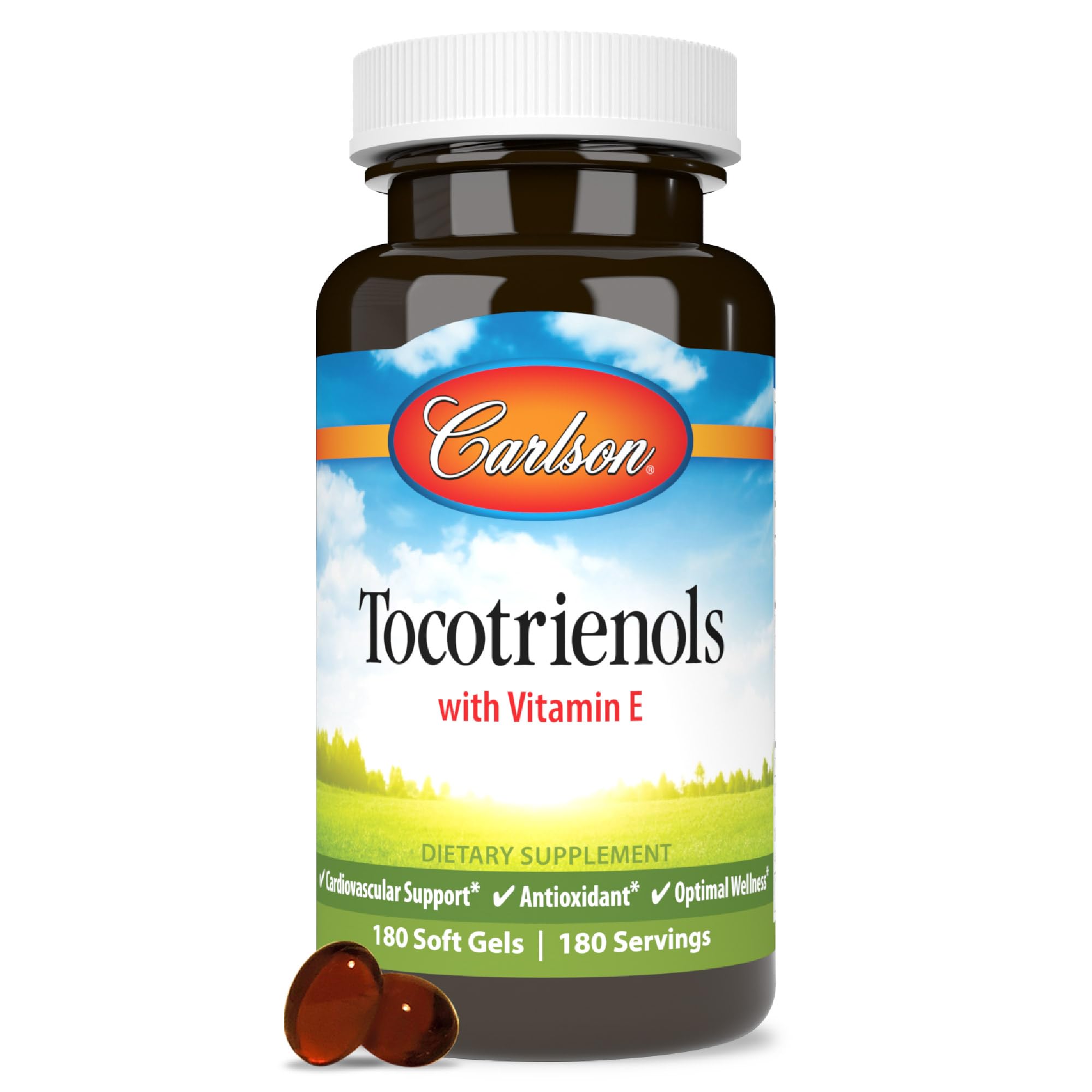Carlson Tocotrienols, 40 mg, with Natural-Source Vitamin E, 180 Softgels 180 Count (Pack of 1)