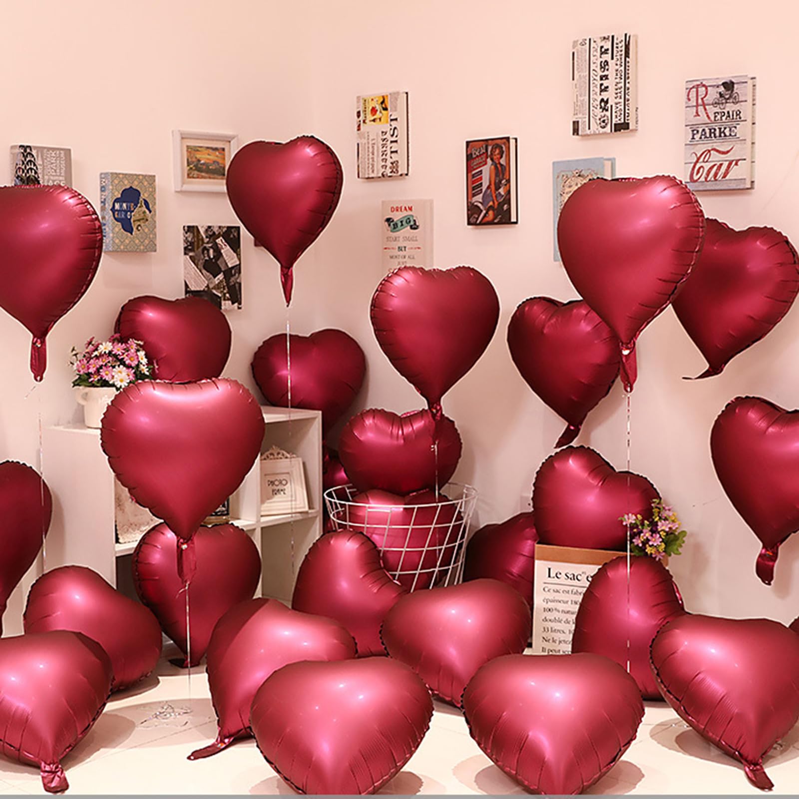 ANTOLE Foil Heart Balloons Red,10PCS Red Heart Shape Balloons,Valentines Balloons 18inch Red Foil Balloons for Helium Valentine Decorations for Valentines Day,Wedding,Anniversary Decoration