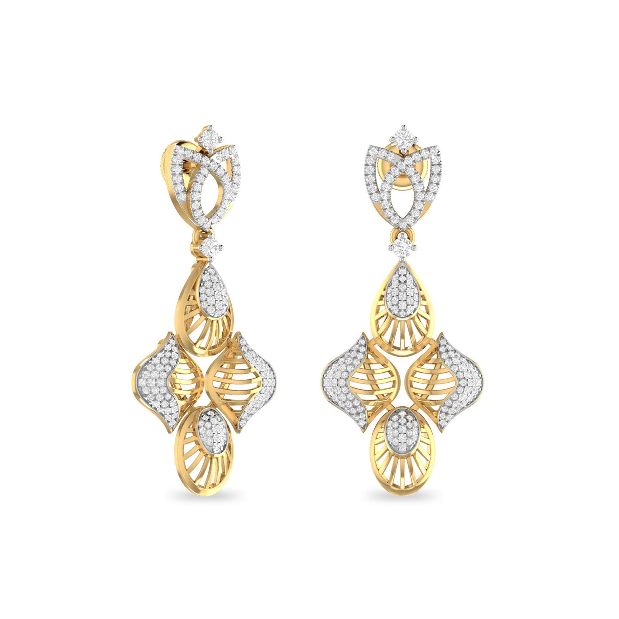 Yellow Gold and Solitaire Stud Earrings for Women-image-38