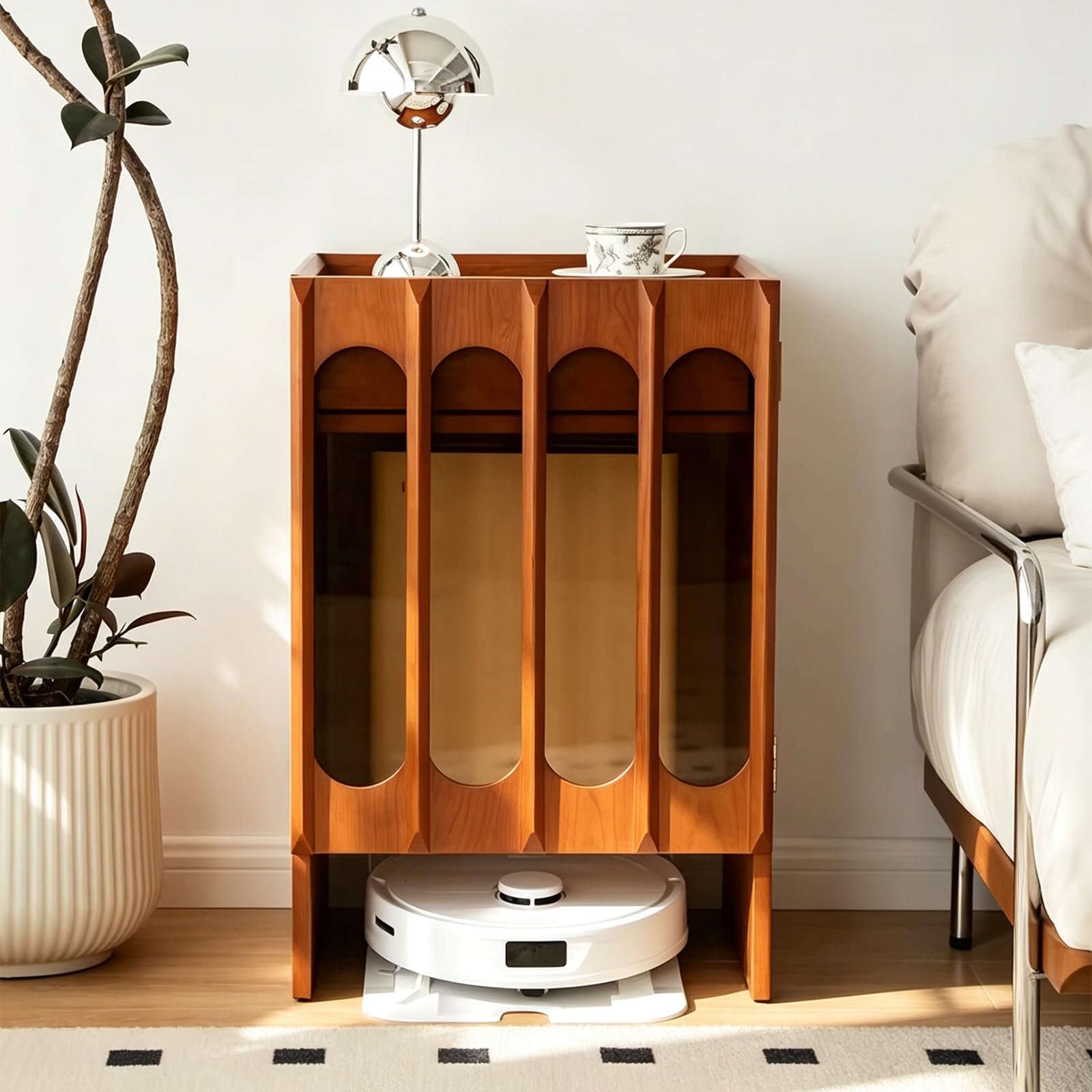 Fnxbdpa One Color Robot Vacuum Cleaner Storage Rack Sofa Side Table Storage Cabinet