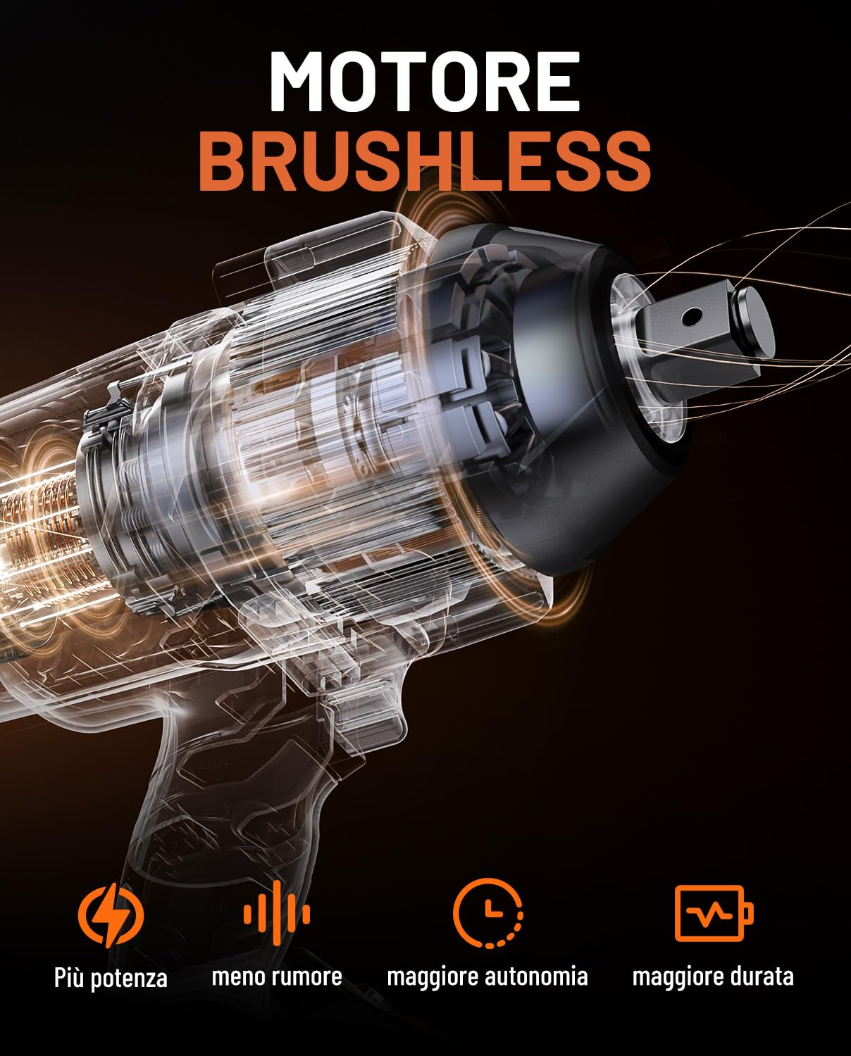 DOVAMAN TITANCE X9 Avvitatore a Impulsi Brushless 20V, Coppia Massima 2200Nm, Chiave a Impatto 3/4'', con Batteria 4.0Ah e Caricabatterie, Per Uso Gravoso e Intensivo