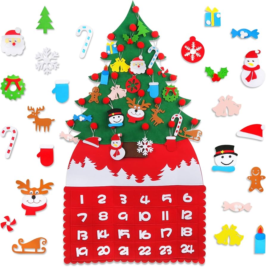 Amazon.com: MVNISE Christmas Advent Calendar 2025, DIY Xmas Tree Felt Countdown Calendar with 24pcs Reusable Detachable Ornaments for Kids Gifts Wall Door Hanging Decoration Home Office Classroom Holiday Decor : Home &