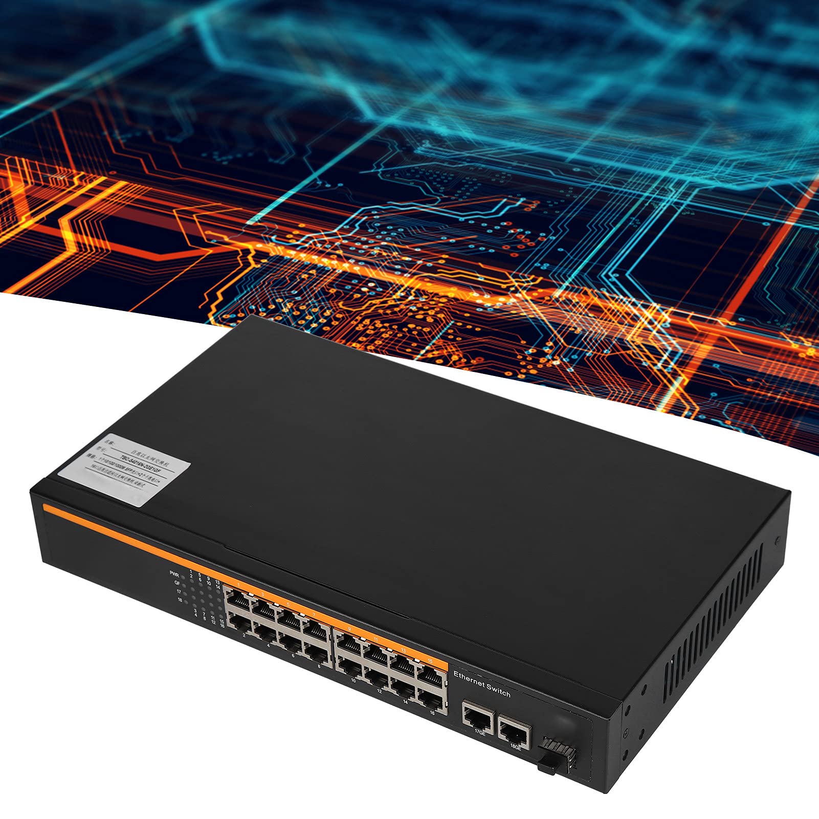 Zunate Switch Ethernet, 16 Porte 10/100M RJ45 2 Uplink Gigabit (Unione