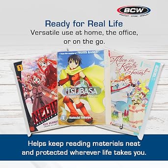 BCW Digest & Manga Polypropylene Bags 100 Pack | Clear Acid-Free Manga & Digest Book Protector Bags with Fold-Over Flap | Archival-Safe Storage for Manga & Readers Digest