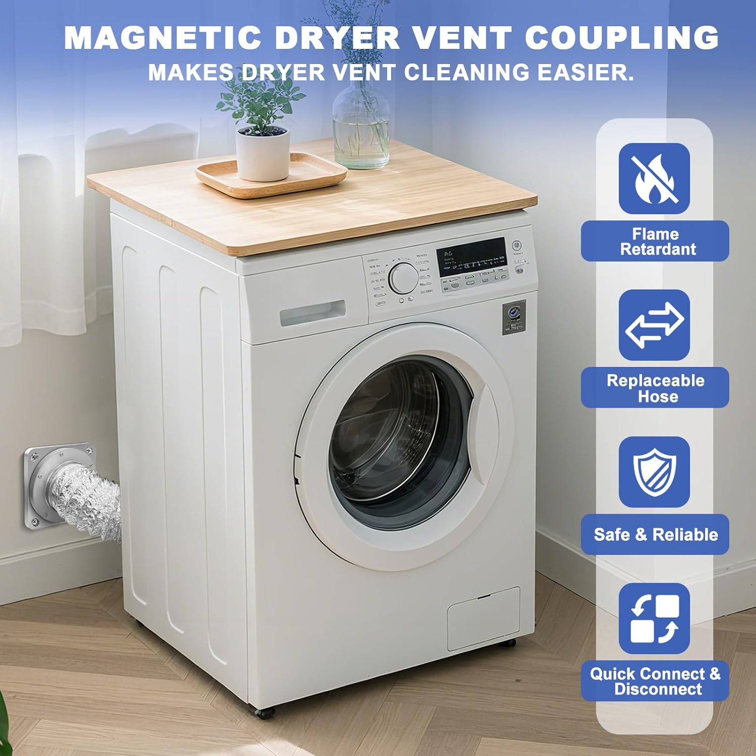 Magnetic Dryer Vent Coupler with 4 inch Hose,Magnetic Dryer Vent Coupling for Connection and Disconnection,Magnetic Dryer Vent Connector Kit Strong Magnetic Self-connection(silver) - Image 8