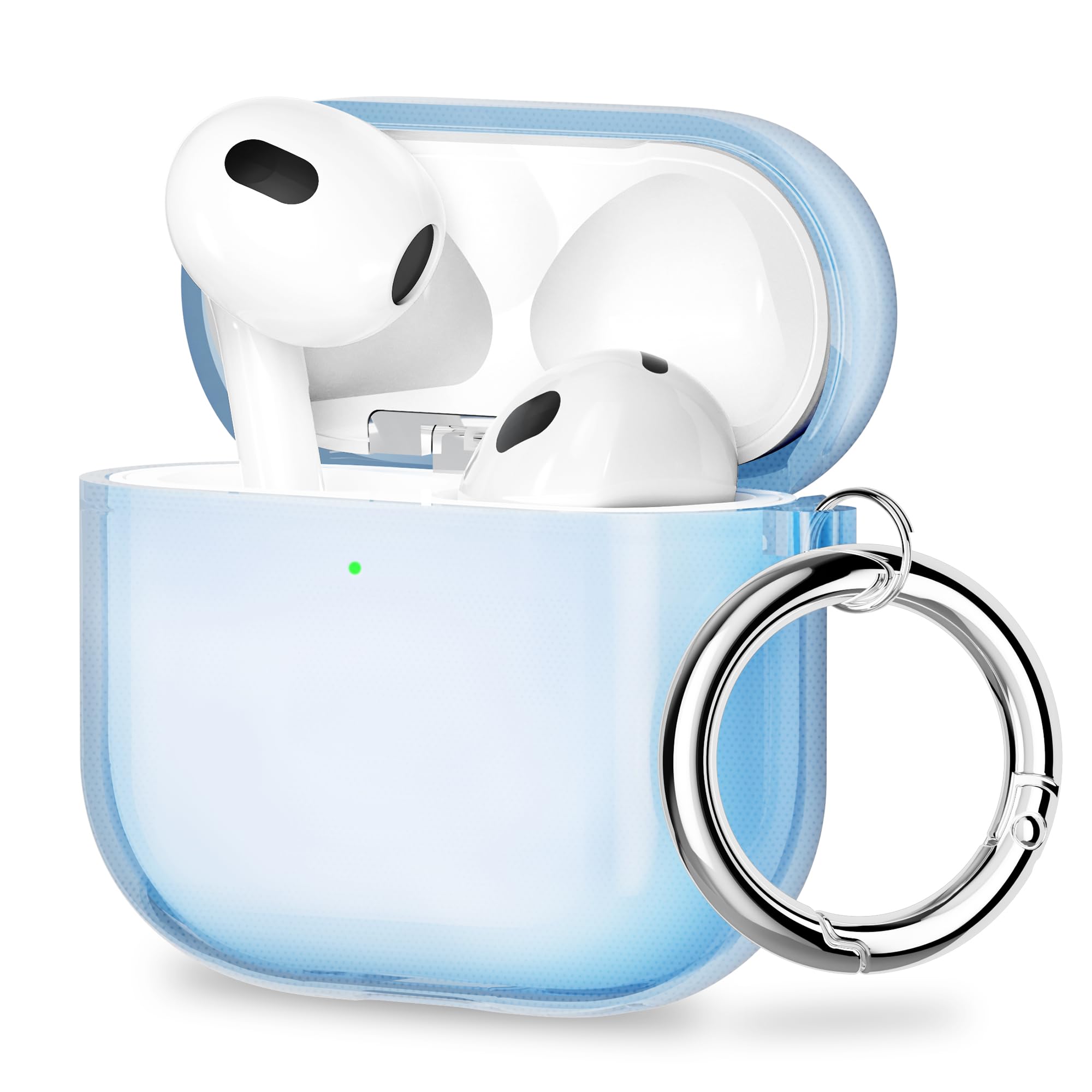 ULAK Compatible with AirPods 4 Case, Transparent Soft TPU Protective Case Cover for AirPods 4th Generation 2024 with Ring Keychain Accessories for Women Girls [Front Led Visible], Blue
