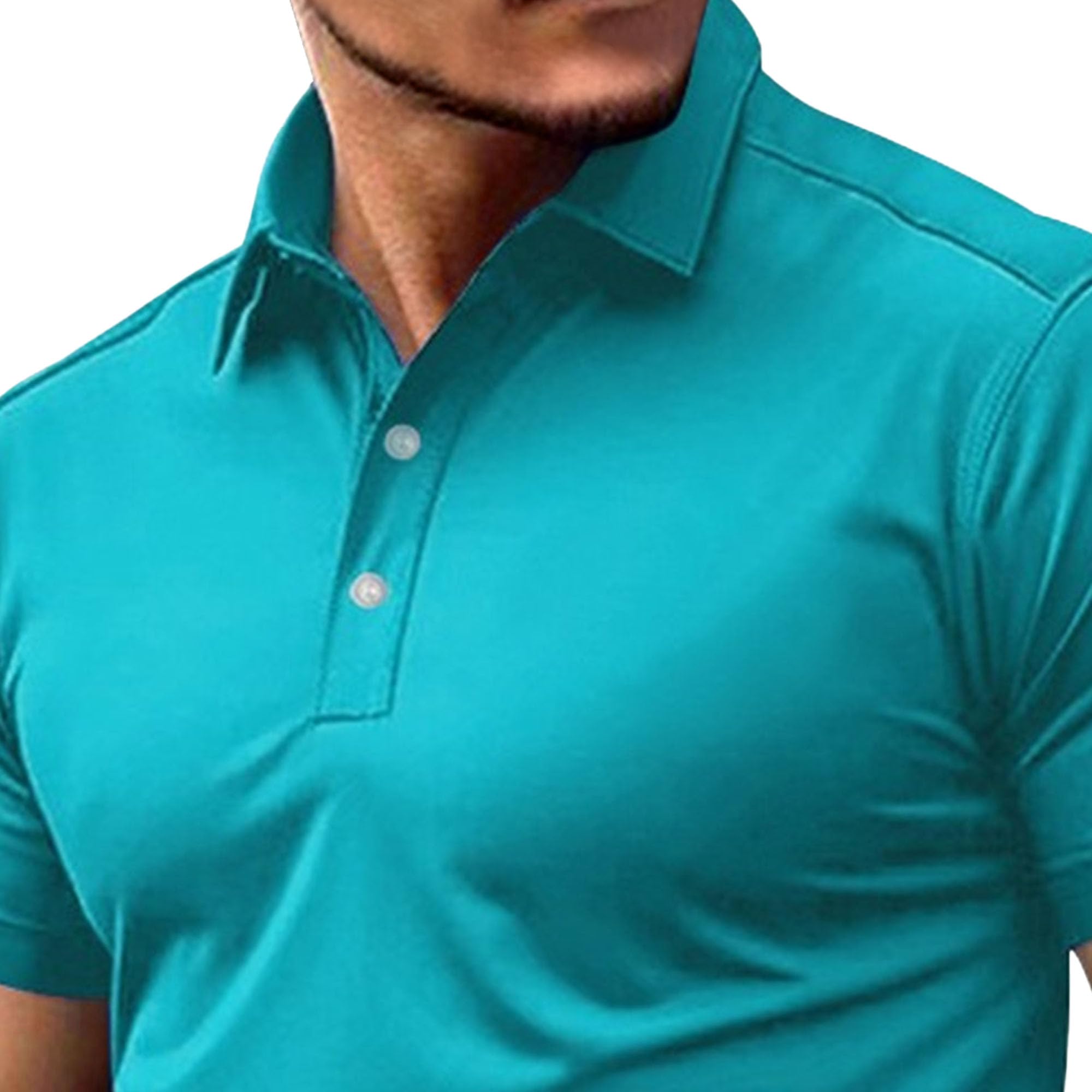 Men Lapel Collar Outdoor Sport Shirts Solid Thin Slim Fitness Polo Shirt Summer Simple Urban Style Pullover Tops (Light Blue,Small)