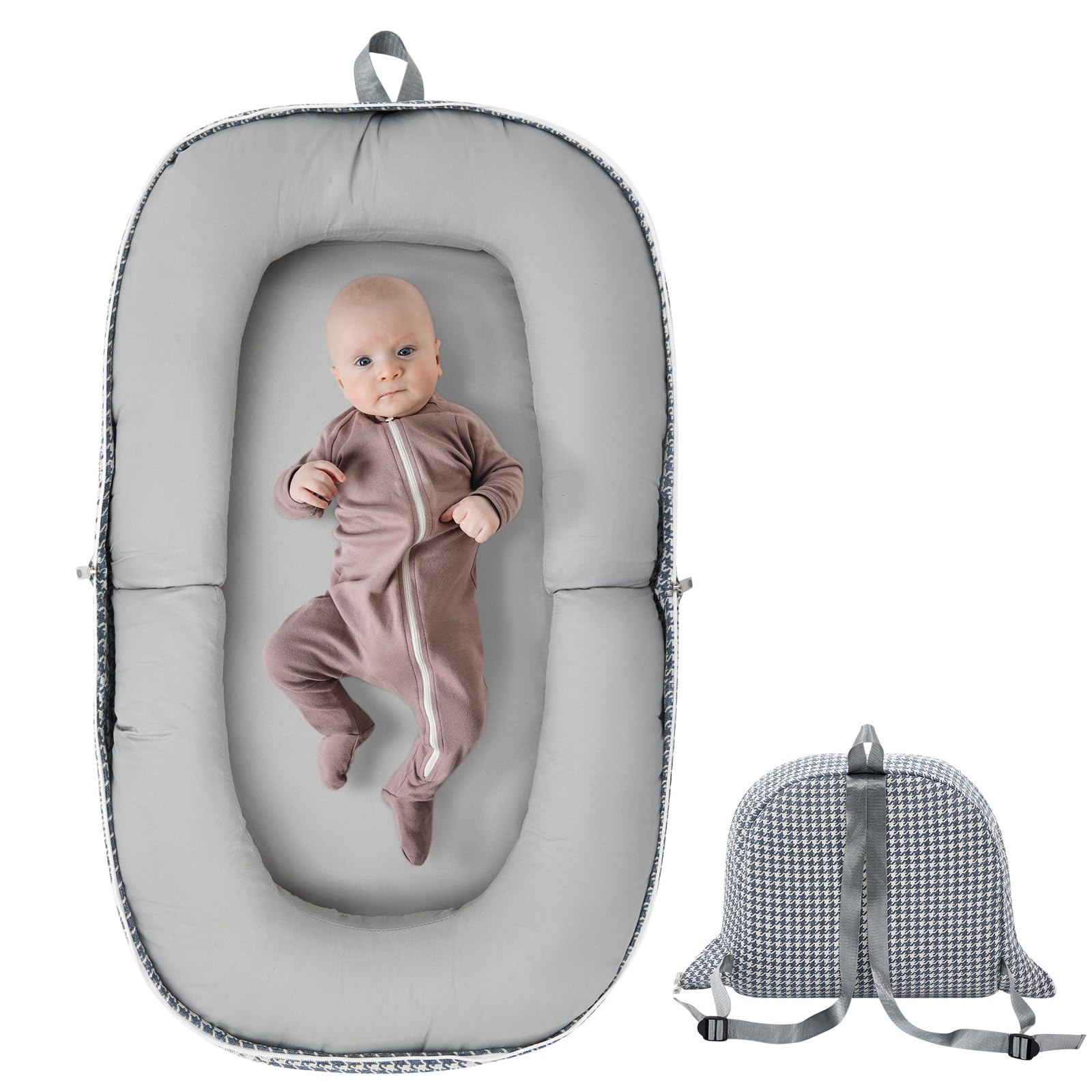 baby lounger, foldable babies travel loungers converts to backpack for newborn infant babies 0-12 months