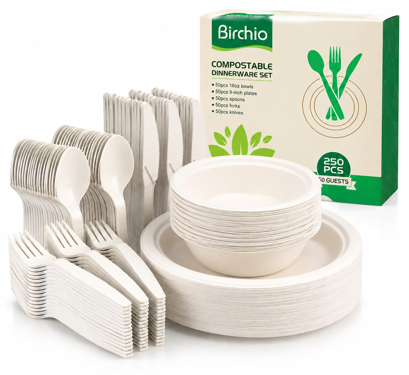 Biodegradable Paper Plates Set - 250 Piece -1