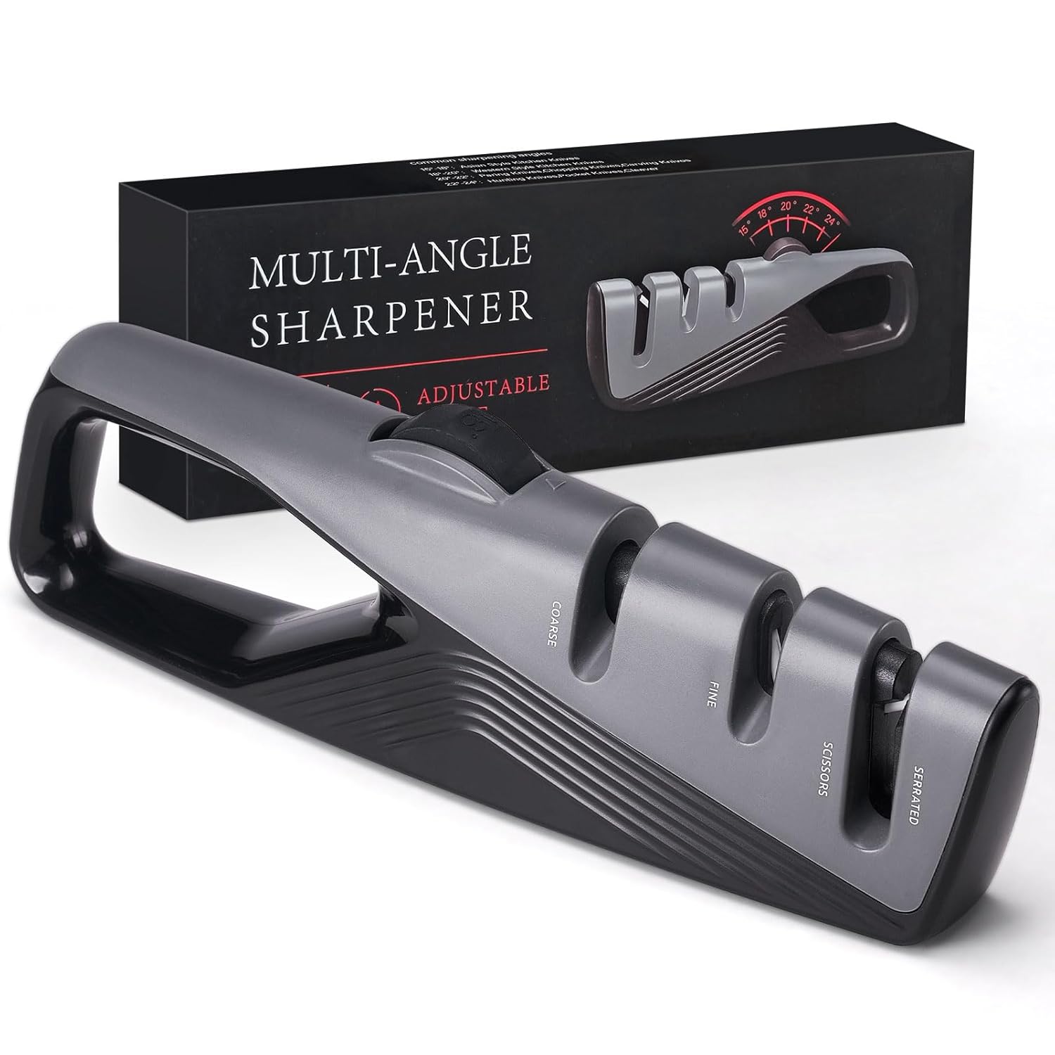 Knife Sharpener with 5 Adjustable Angle Coarse Fine Knife Sharpener Tool Handheld Manual Knives Sharpener for All Knives