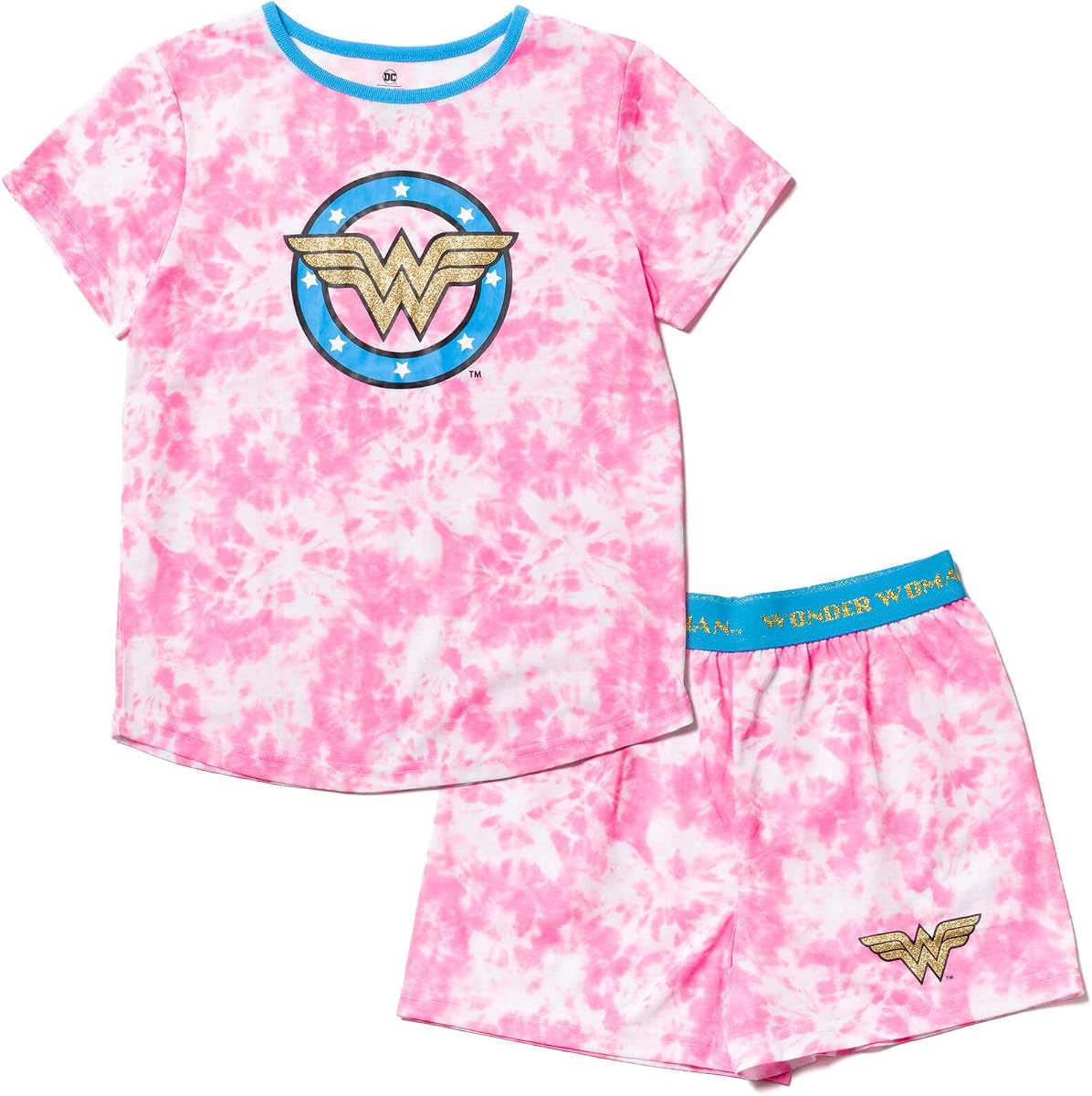 DC Comics Justice League Wonder Woman - Pijama para niñas y pantalones cortos para niños pequeños y grandes