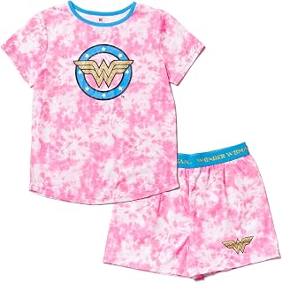 Justice League Wonder Woman Girls Pajama Shirt and Shorts Toddler to Big Kid