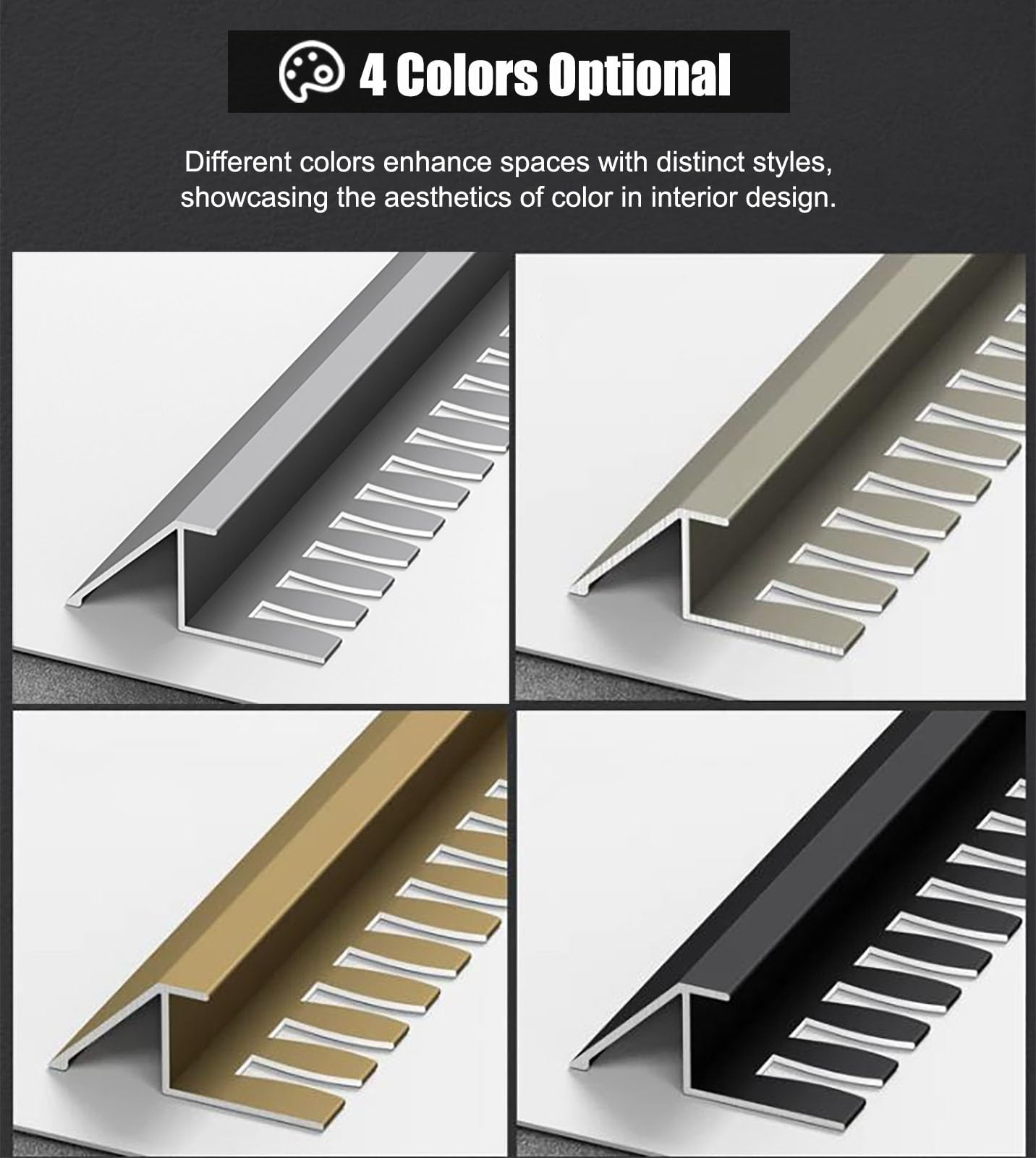 Perfil de Transición para Suelo Perfil de Transición Metálico para Suelos Irregulares, Separador de Umbral de Aluminio, Perfil de Remate para Transición de Madera a Baldosa(Gold)