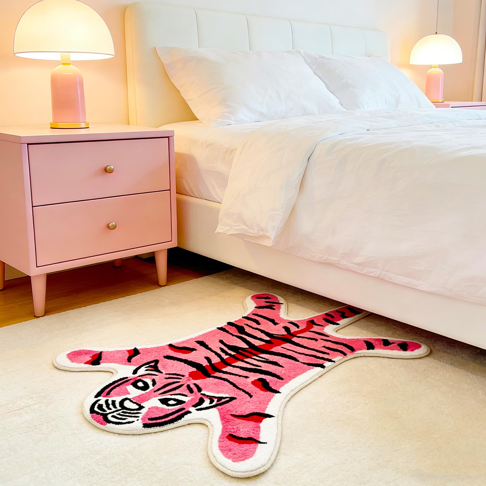 Tapis de Salle de Bain Tigre Antidérapant Lavable Doux