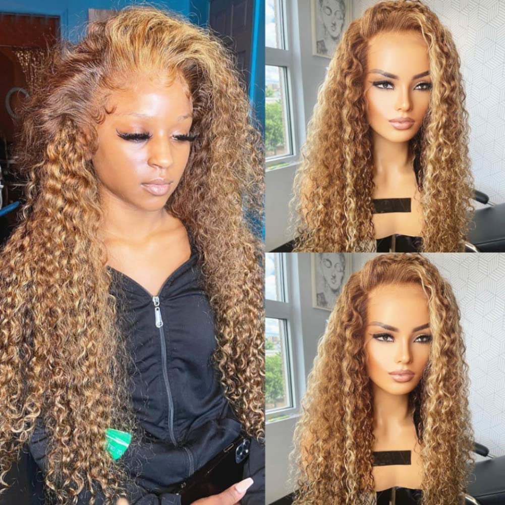 Omg honey blonde ombre lace front natural kinky cu Amazon.com : BYWEEW Honey Blonde Ombre Lace Front Wig Human  main image 3