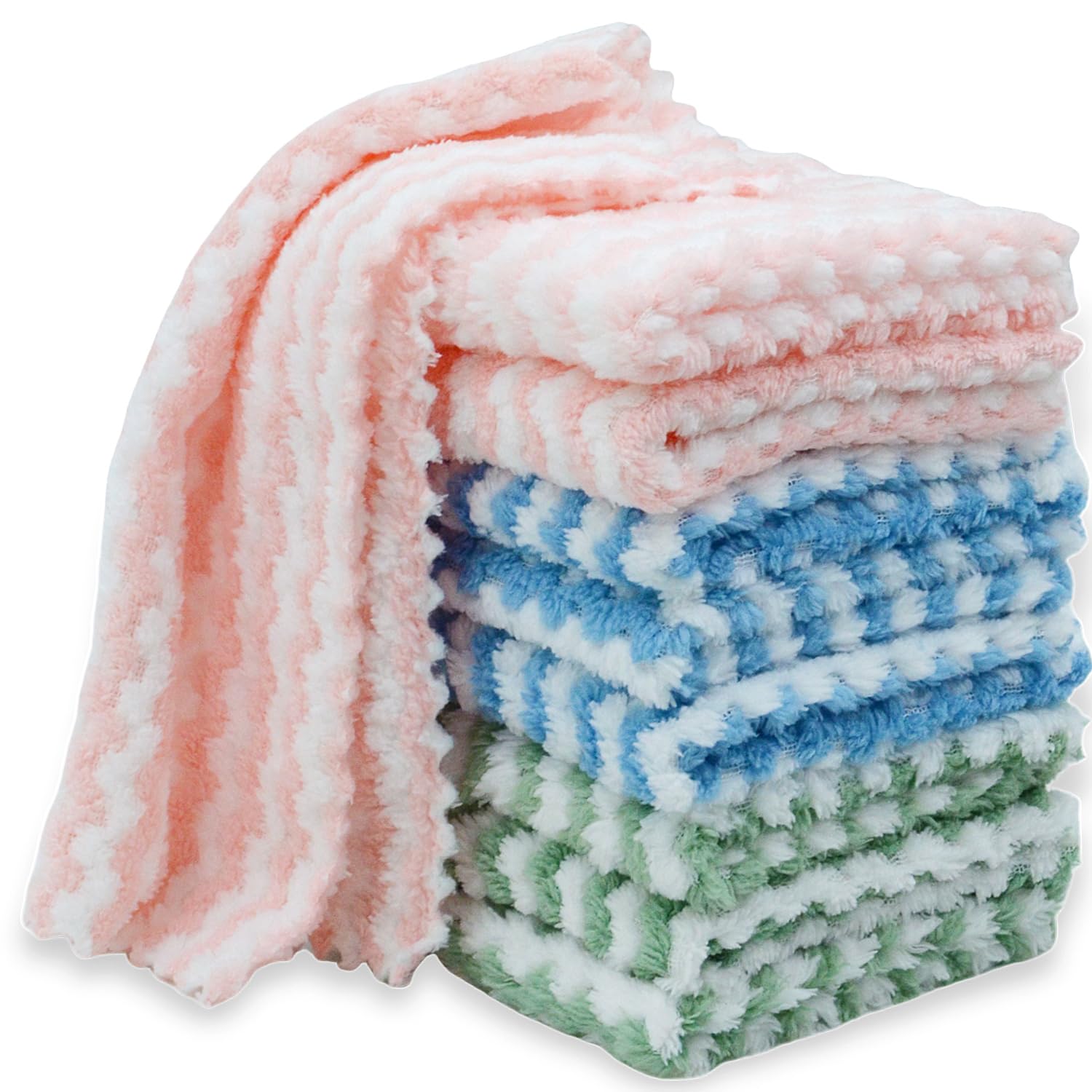 10PACK Kitchen Cleaning Cloths Microfiber Dish Cloths All-Purpose Washing Soft Lint Free Absorbent Quick Dry Reusable Washable Towels