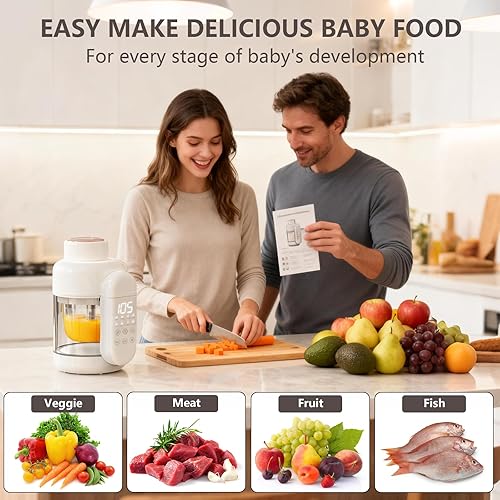Miniatura 5 de Fabricante de alimentos para bebés, vaporizador y licuadora de alimentos para bebés de doble vidrio, sin procesador de alimentos de plástico, 9 en