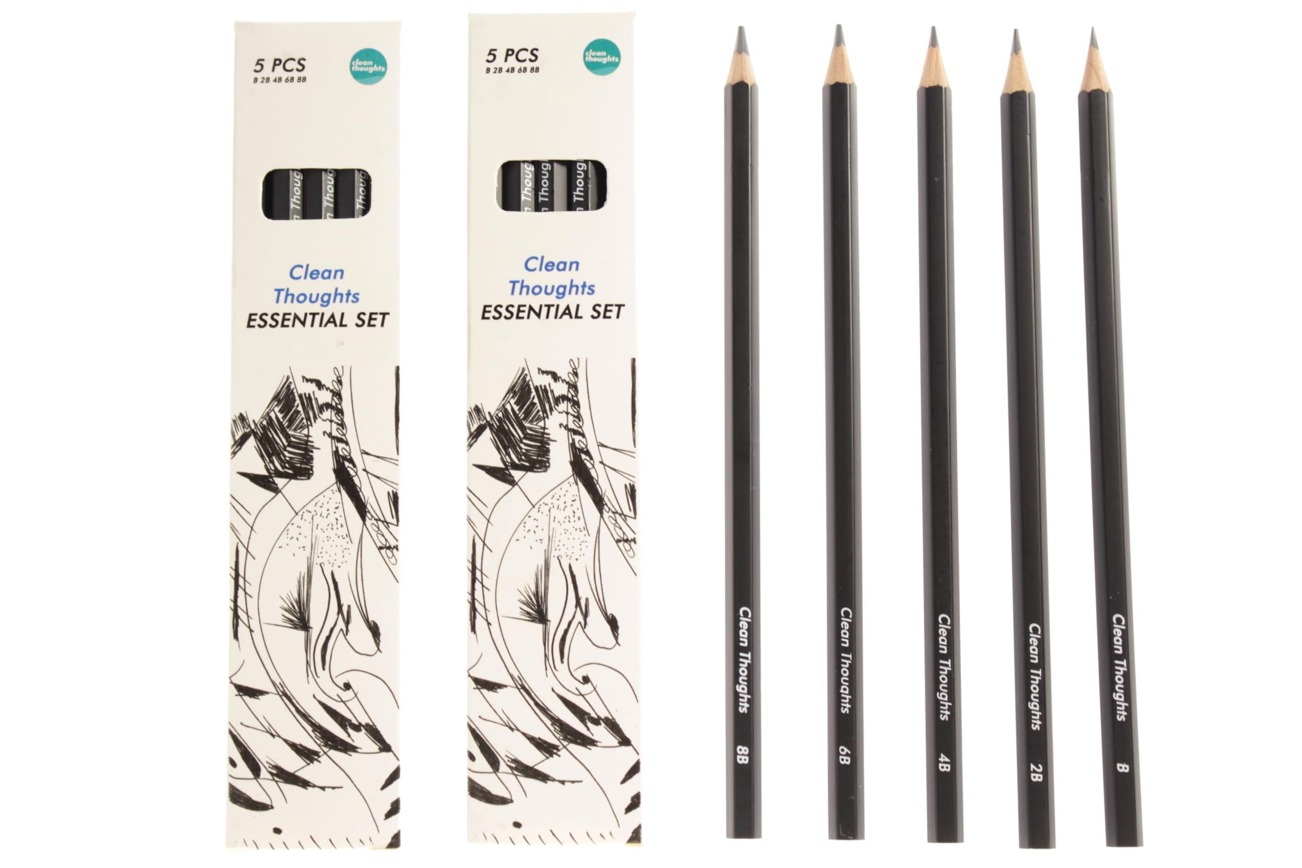 DRAWING PENCILS 2 BOXES WITH 5 PENCILS EACH B, 2B, 4B, 6B, 8B DRAWING SET FOR PROFESSIONALS BEGINERS FOR KIDS FOR SKETCH, FOR DESIGNERS PENCILS FOR STUDENTS