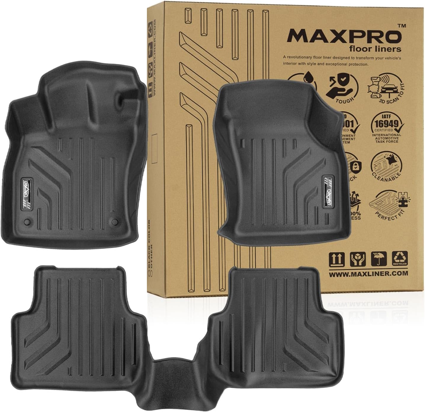 Premium MAXPRO Floor Mats for 2022-2026 Volkswagen Jetta 1st&2nd Row Complete Set All Weather Waterproof TPE Floor Liner Custom Fit Car Mats Automotive Floor Mats Volkswagen Jetta Accessories Full Set
