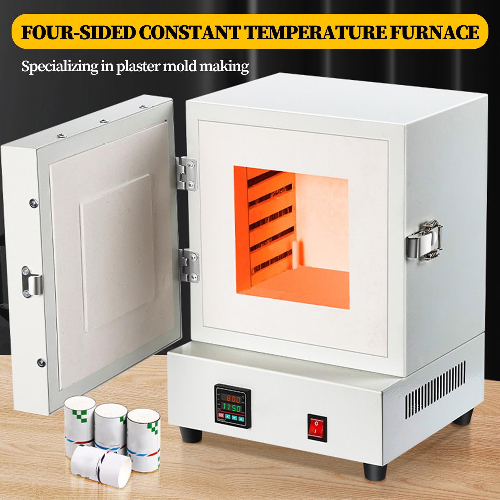 Forno Elettrico per Ceramica, Forno a muffola da Tavolo da 1150℃, Forno per Fibra Ceramica Chiuso, con Controllo Integrato Tramite Programma, per la creazione di Gioielli