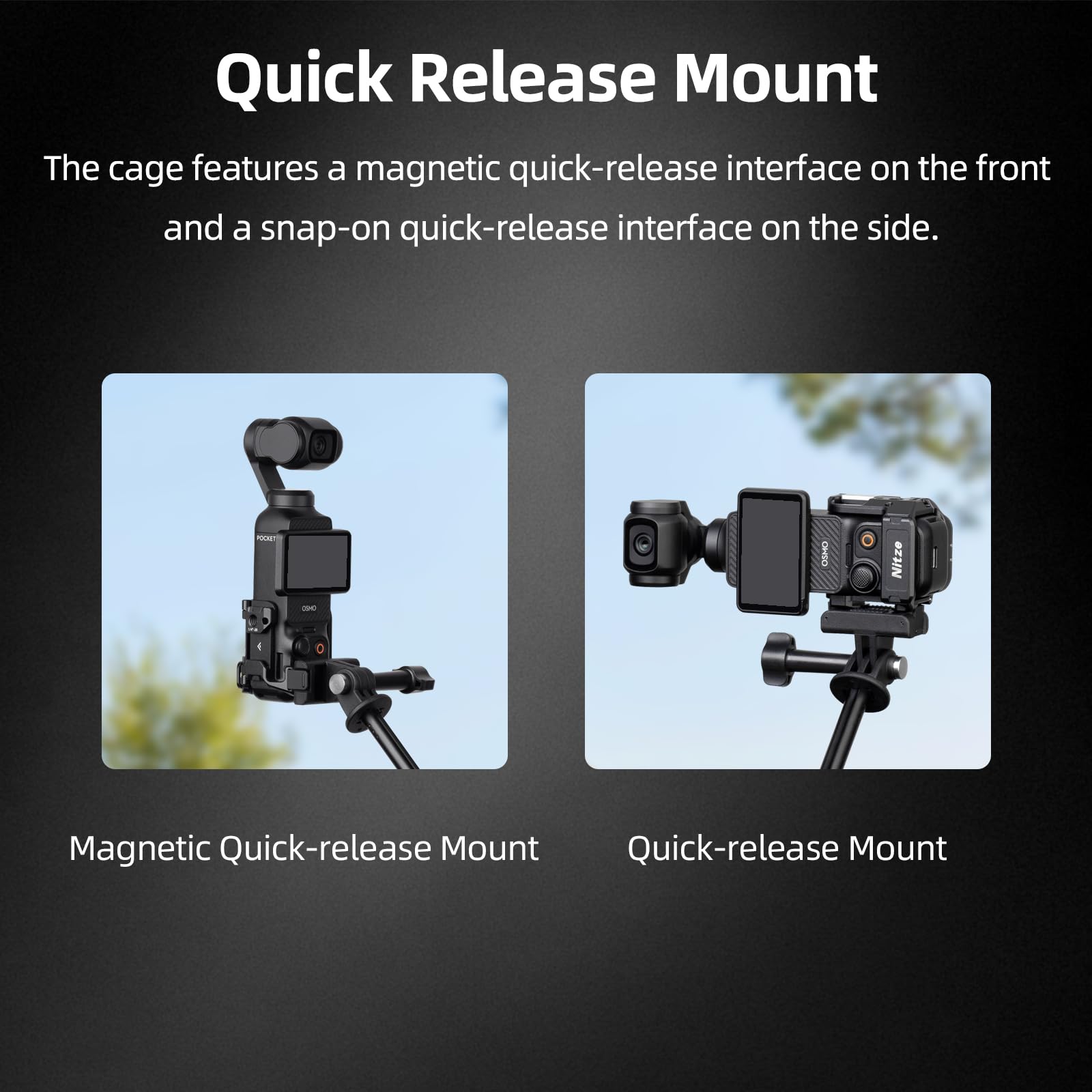 Nitze Adattatore di Espansione per DJI Osmo Pocket 4/3, Pocket 4/3 Cage con Cinturino da Polso, Slitta a Contatto Freddo, Dito Pieghevole e Supporto a Sgancio Rapido Action - T-D05B