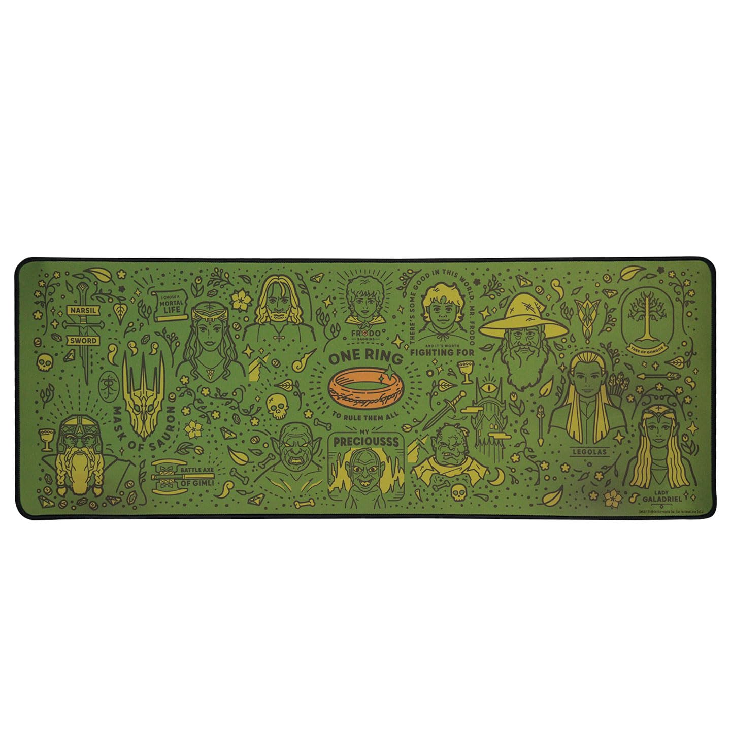 Il Signore degli Anelli - Tappetino da scrivania e sottobicchiere - Grande tappetino per mouse da gioco per computer con sottobicchiere abbinato, design con mappa della Terra di Mezzo, articolo con