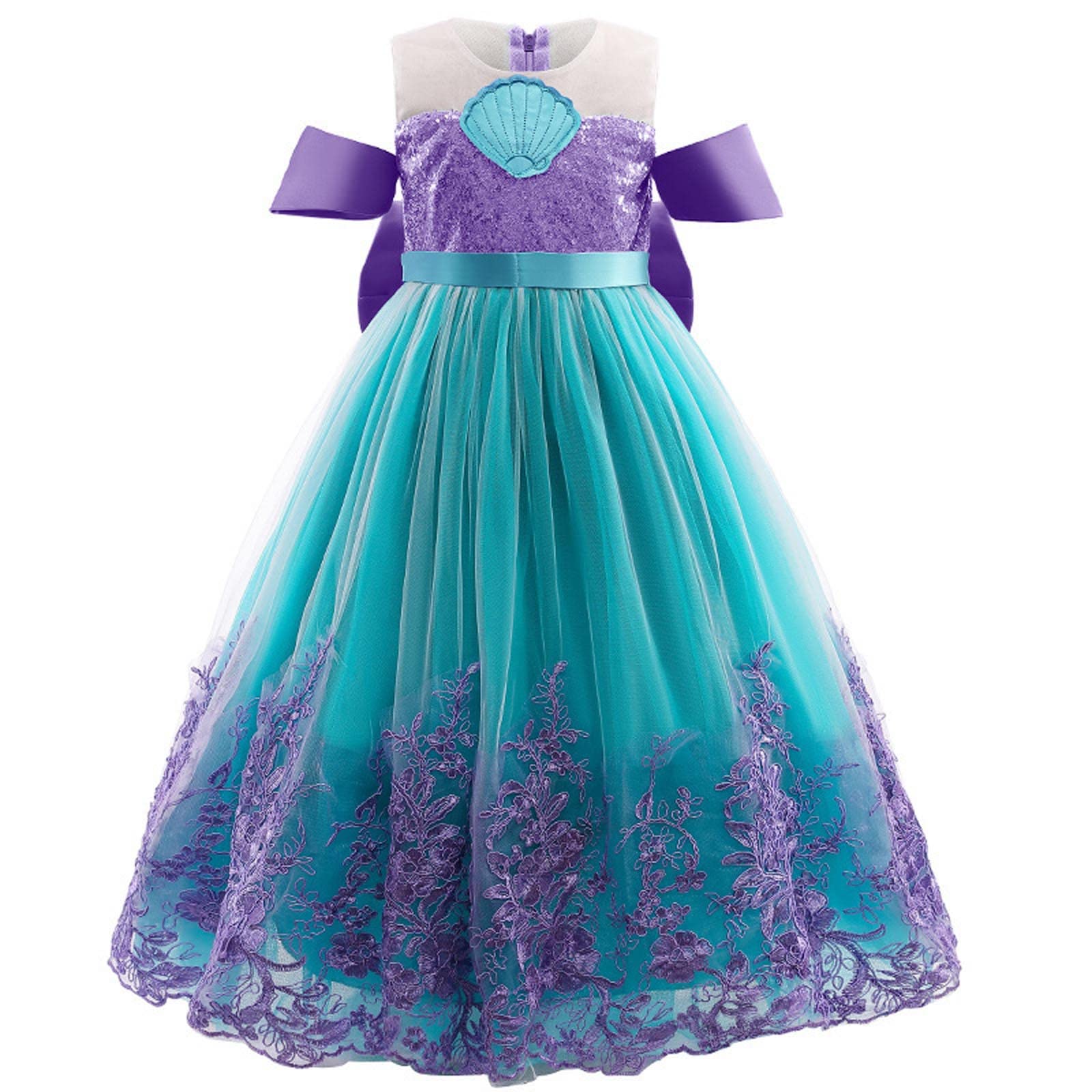 Robe Fille Princesse Tulle Été Maxi Sans Manches - Robe Fête Anniversaire Mariage Baptême Communion Demoiselle D'Honneur