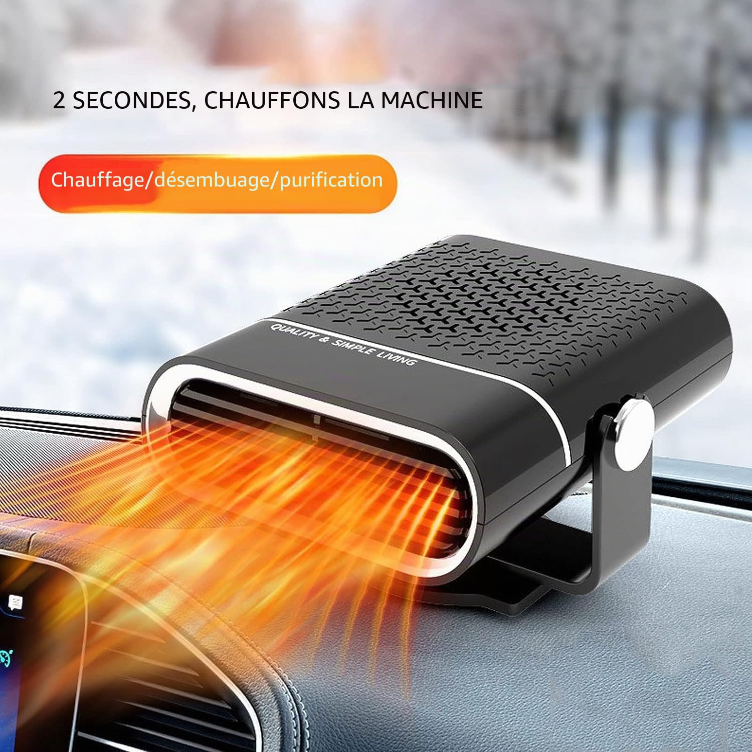 beseloa Chauffage de Voiture 12V 150W 2 en 1 - Portable - avec Base rotative à 360 ° - pour Pare-Brise de Voiture